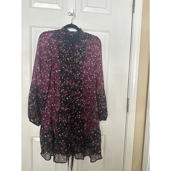 Paige Silk Dress Women’s Small Sonoma Mini Black Purple Boho Floral Bohemian - Picture 5 of 10
